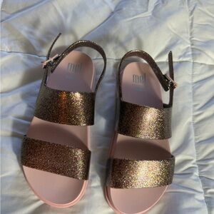 Melissa Gold and Pink Sandals with Glitter Straps